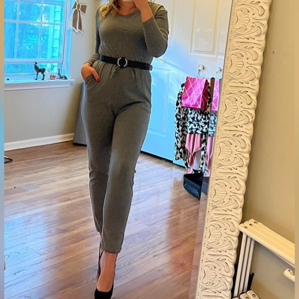 Shein gray drawstring jumpsuit
